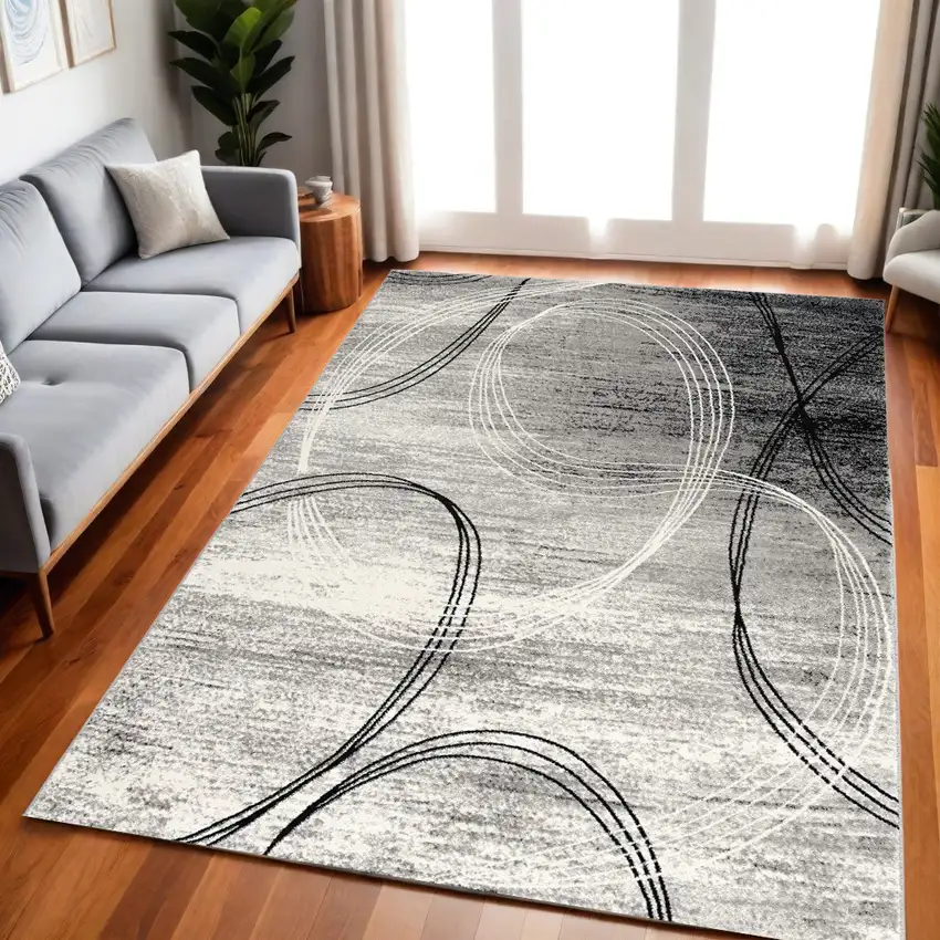 Gray Abstract Dhurrie Area Rug Photo 1