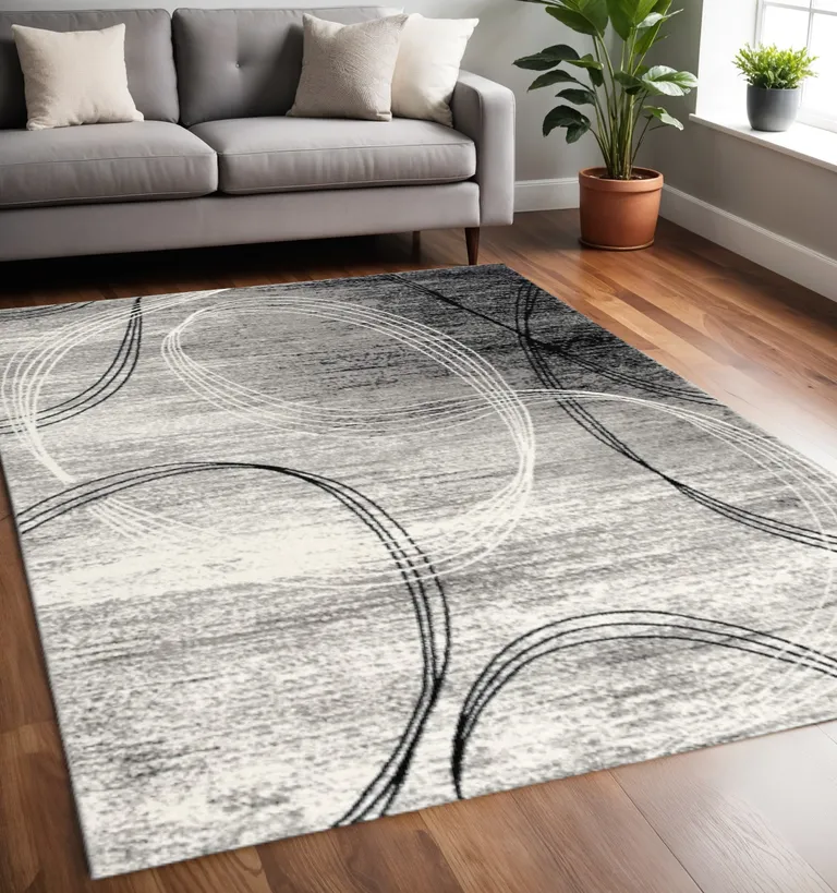 Gray Distressed Swirls Area Rug Photo 5