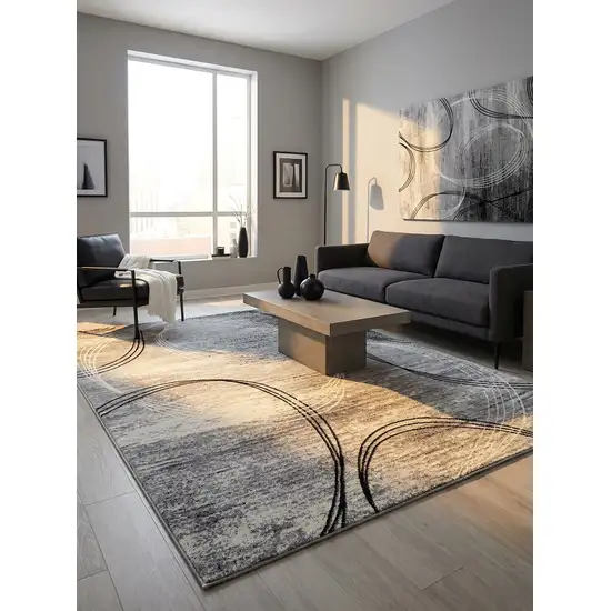 Gray Abstract Dhurrie Area Rug Photo 6