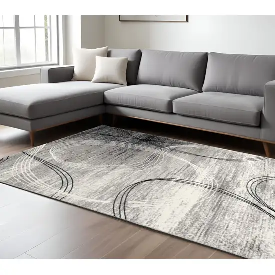 Gray Abstract Dhurrie Area Rug Photo 1