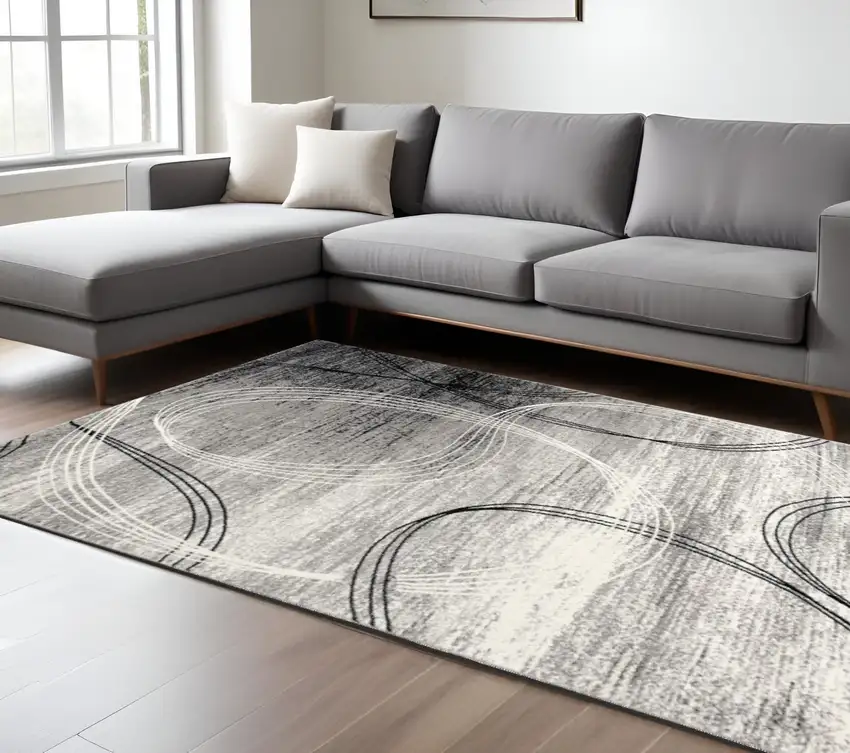 Gray Abstract Dhurrie Area Rug Photo 1