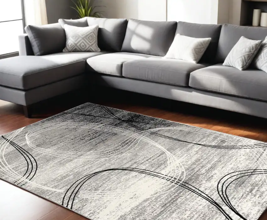 Gray Abstract Dhurrie Area Rug Photo 1
