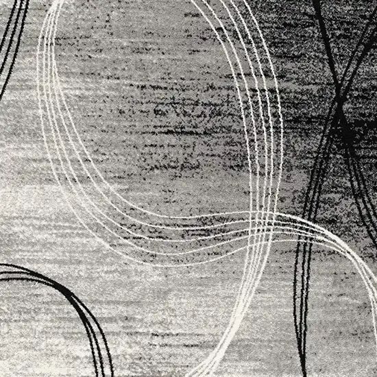 10' Gray Abstract Power Loom Runner Rug Photo 4