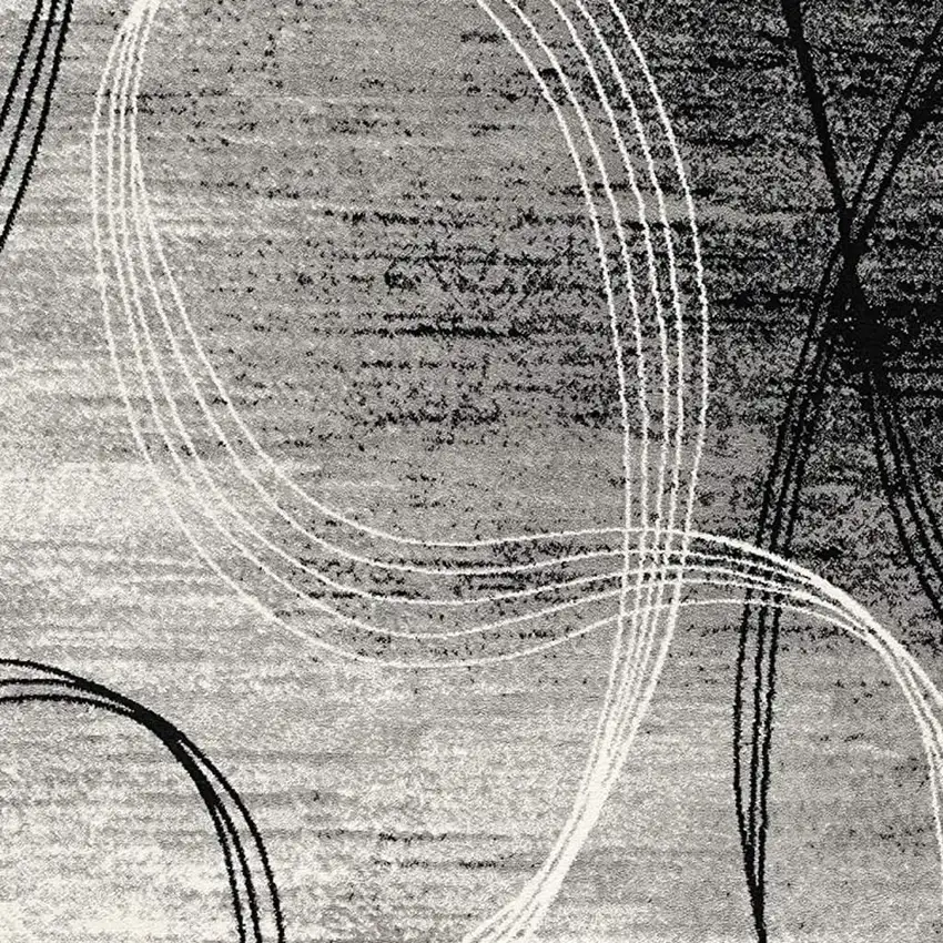 10' Gray Abstract Power Loom Runner Rug Photo 4