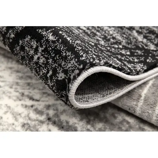 15' Gray Abstract Dhurrie Runner Rug Photo 6