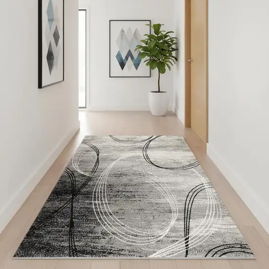 15' Gray Abstract Dhurrie Runner Rug Photo 3