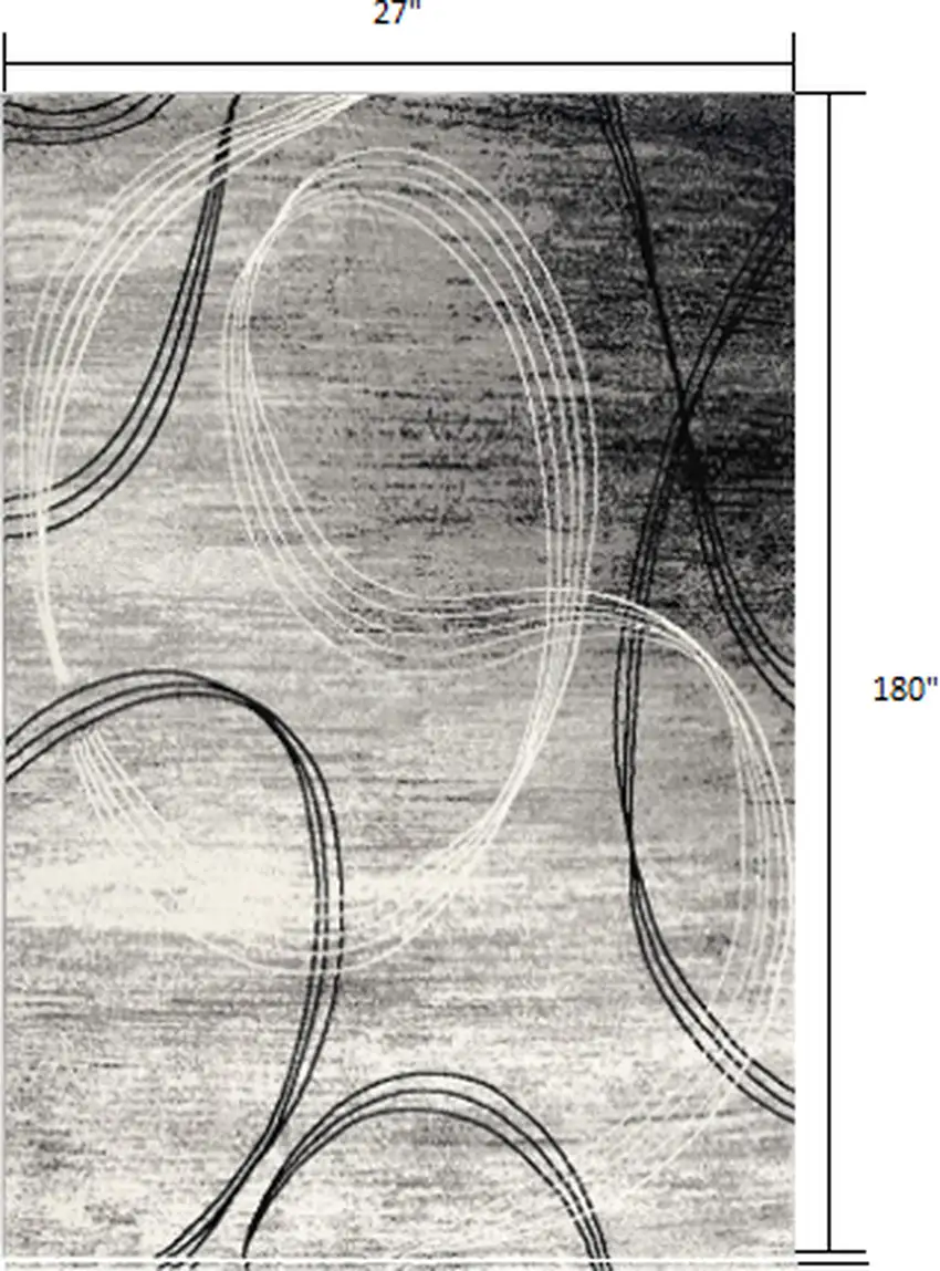 15' Gray Abstract Dhurrie Runner Rug Photo 3
