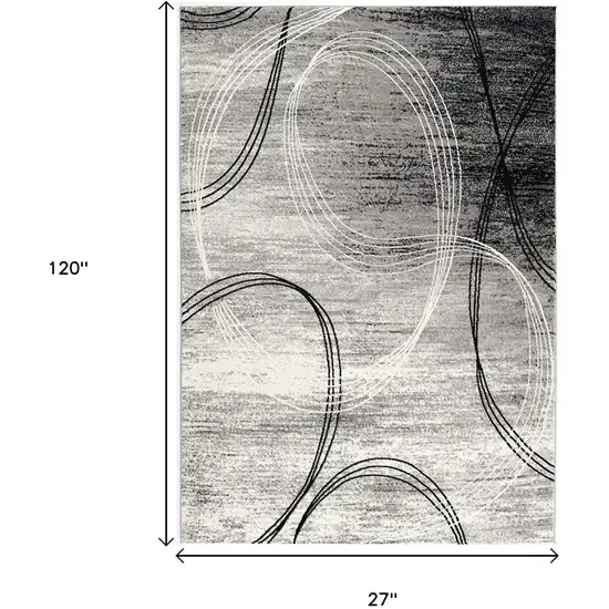 20' Gray Abstract Dhurrie Runner Rug Photo 3