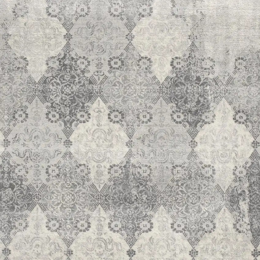 Gray Distressed Trellis Pattern Area Rug Photo 3
