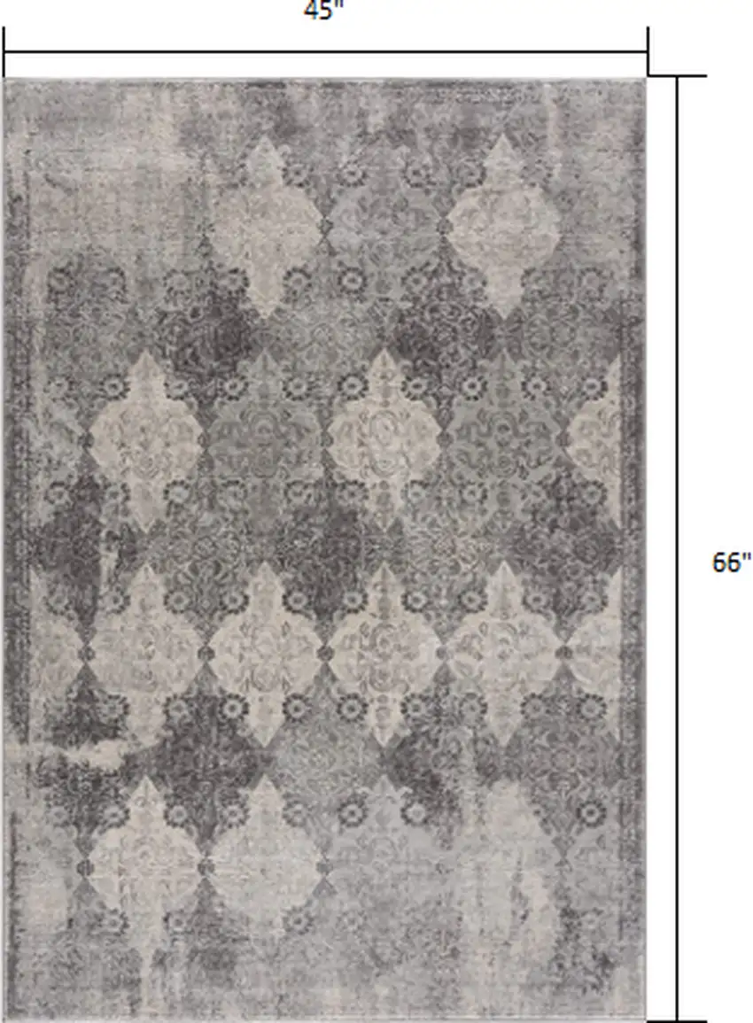 Gray Distressed Trellis Pattern Area Rug Photo 1