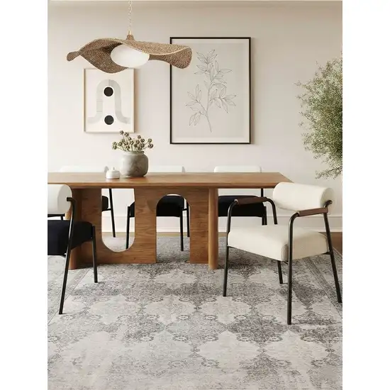 Gray Distressed Trellis Pattern Area Rug Photo 6