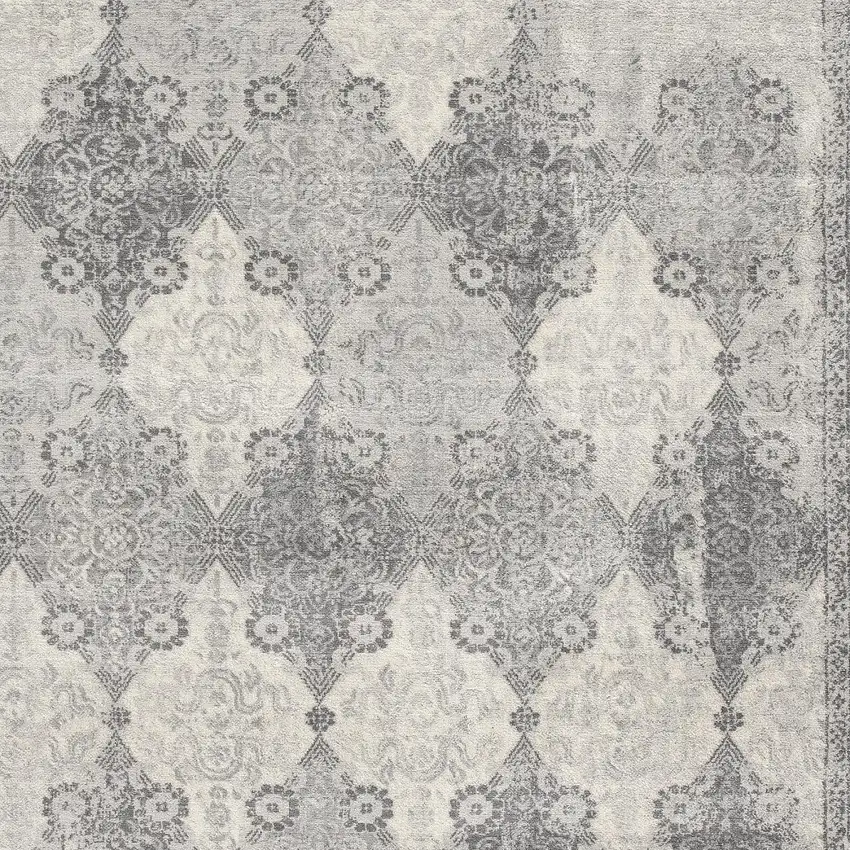 Gray Distressed Trellis Pattern Area Rug Photo 3