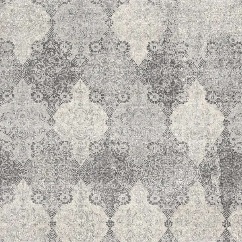 Gray Distressed Trellis Pattern Area Rug Photo 3