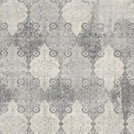 Gray Distressed Trellis Pattern Area Rug Photo 3