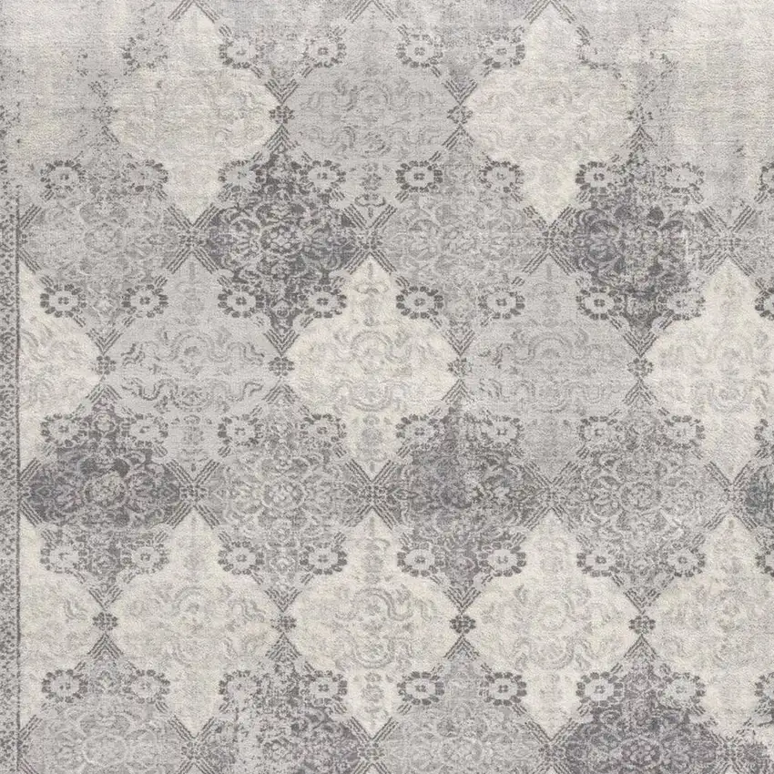 2' X 13' Gray Distressed Trellis Pattern Runner Rug Photo 3