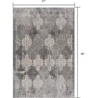 Photo of Gray Distressed Trellis Pattern Runner Rug