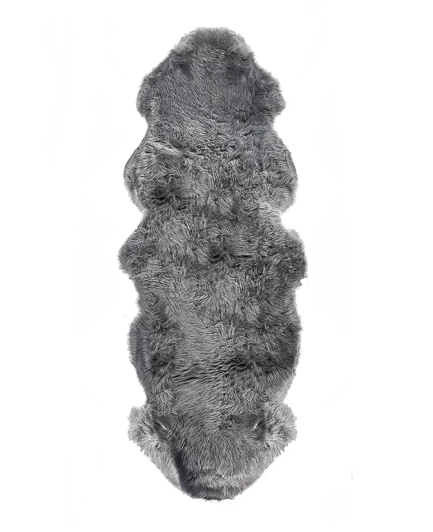 6' Gray Genuine Sheepskin Animal Print Shag Area Rug Photo 2