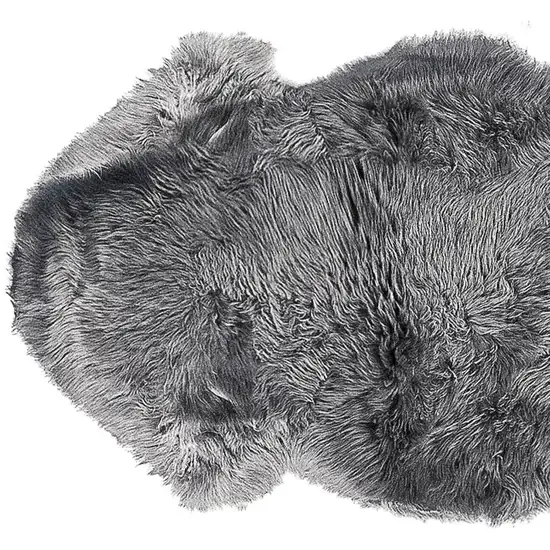 6' Gray Genuine Sheepskin Animal Print Shag Area Rug Photo 3