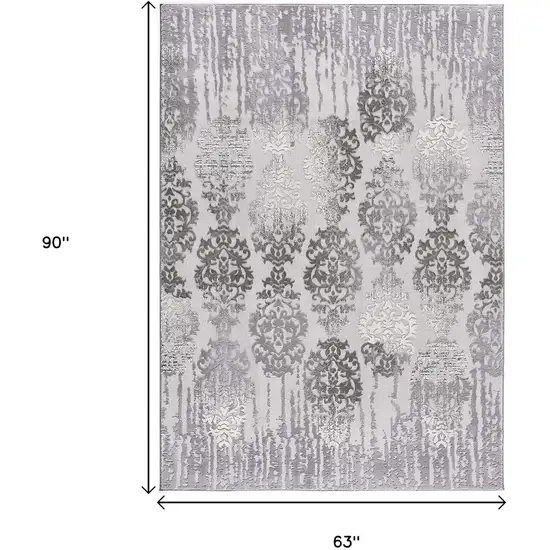 Gray Damask Power Loom Area Rug Photo 3