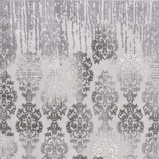 Gray Damask Power Loom Area Rug Photo 5