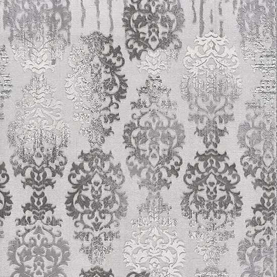 Gray Damask Power Loom Area Rug Photo 4