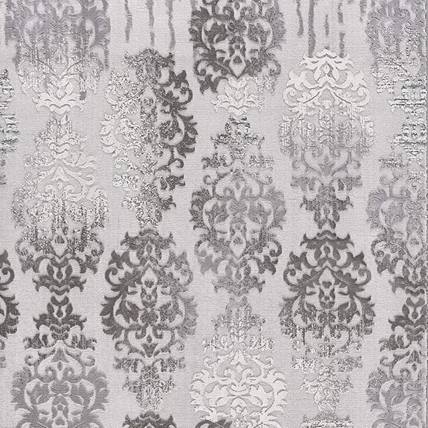 Gray Damask Power Loom Area Rug Photo 4