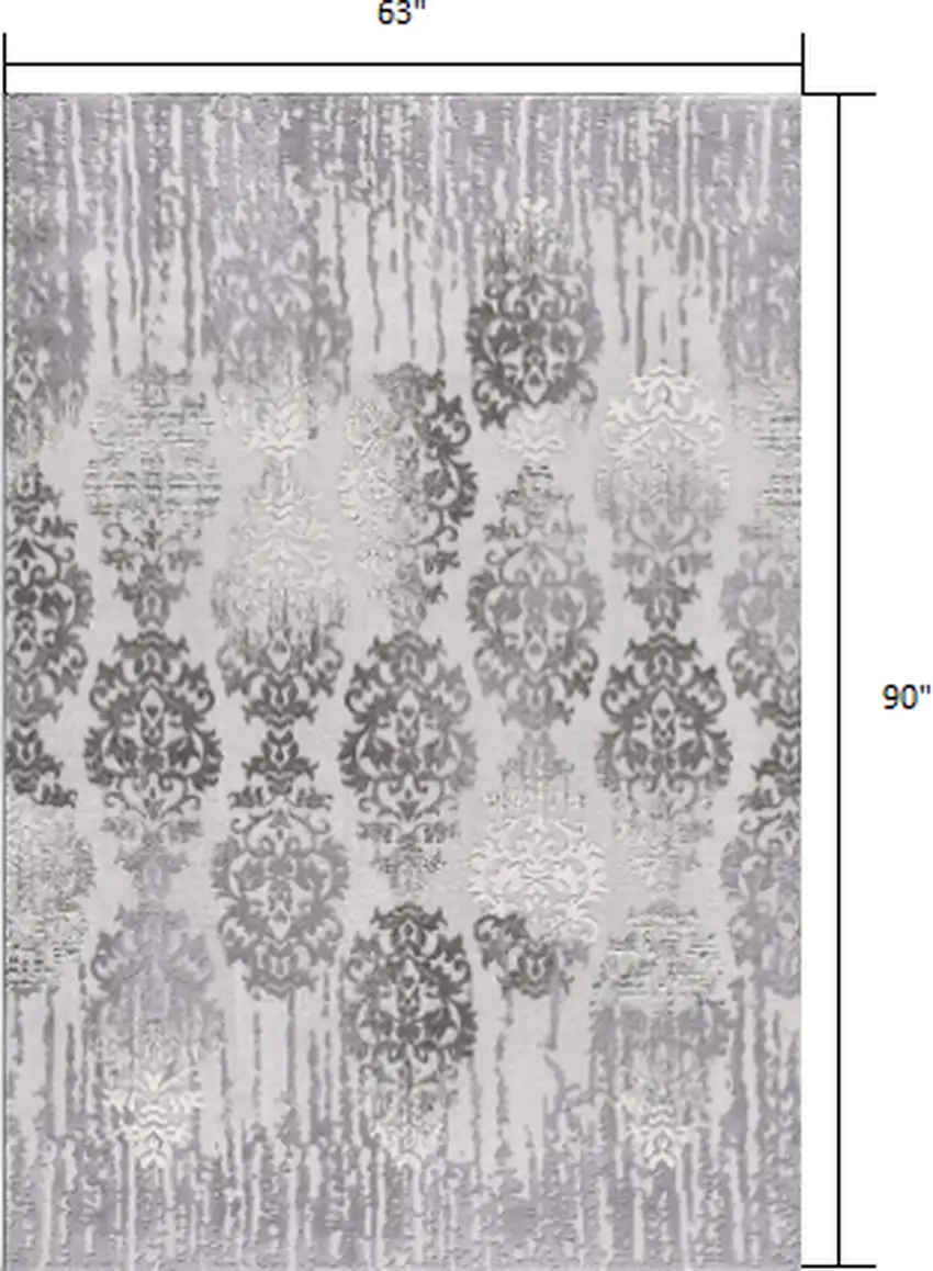 Gray Dripping Damask Area Rug Photo 2
