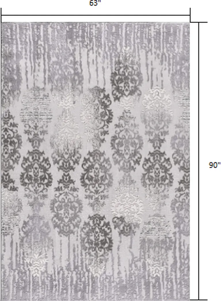 Gray Dripping Damask Area Rug Photo 2