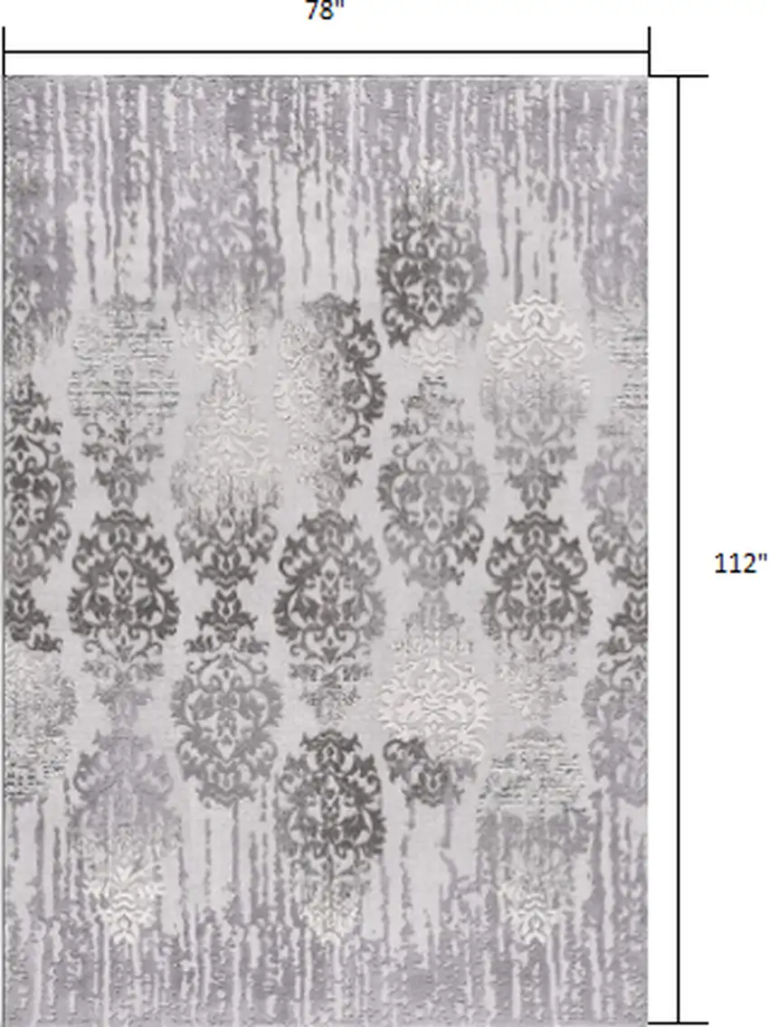 Gray Dripping Damask Area Rug Photo 2
