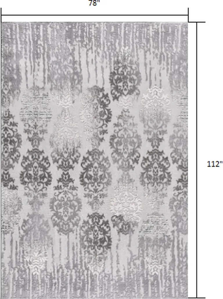 Gray Dripping Damask Area Rug Photo 2