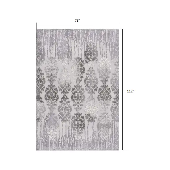 Gray Dripping Damask Area Rug Photo 2