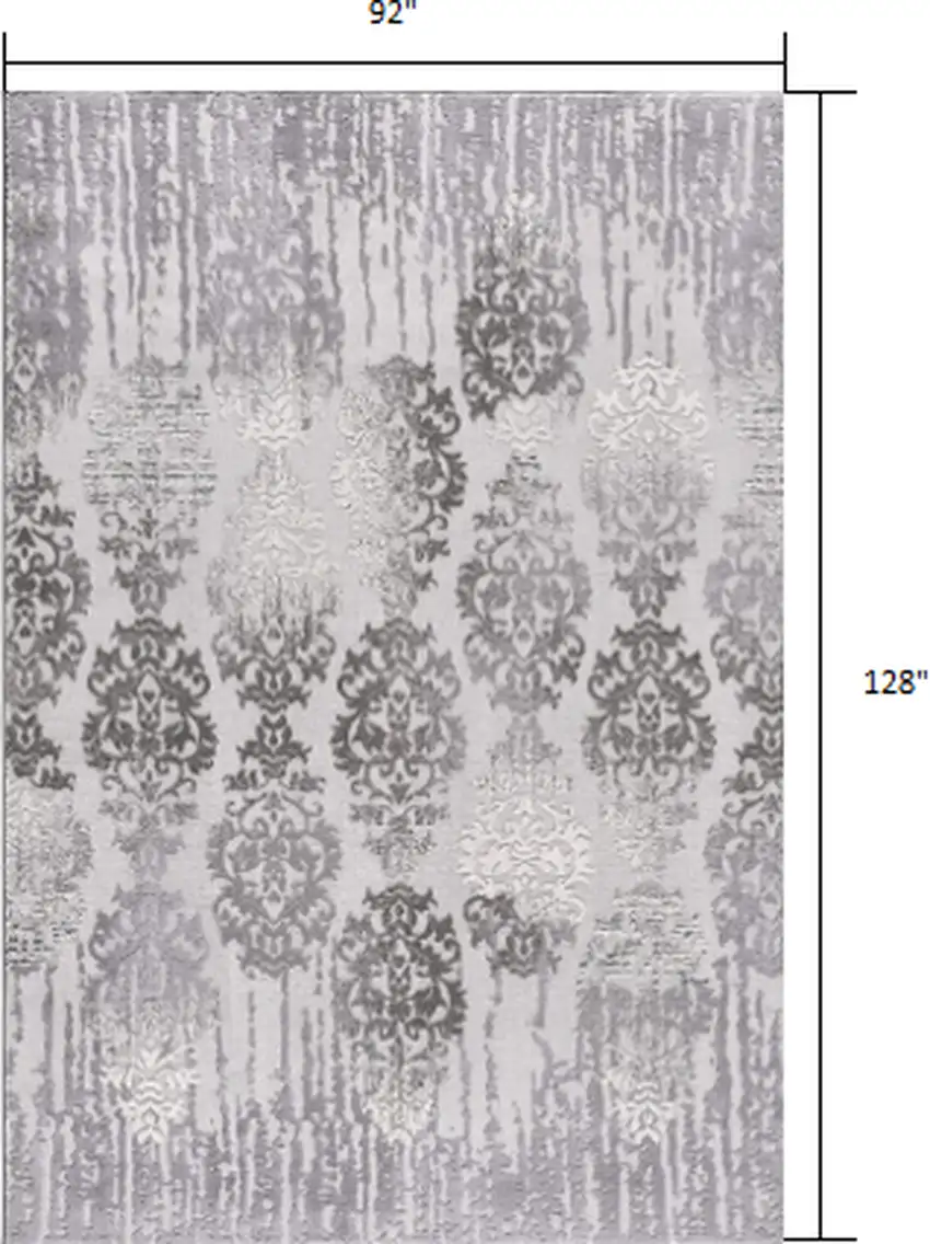 Gray Dripping Damask Area Rug Photo 2