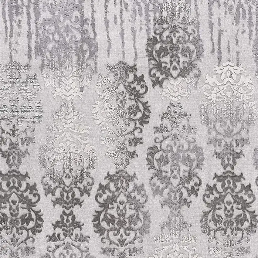 Gray Damask Power Loom Area Rug Photo 9