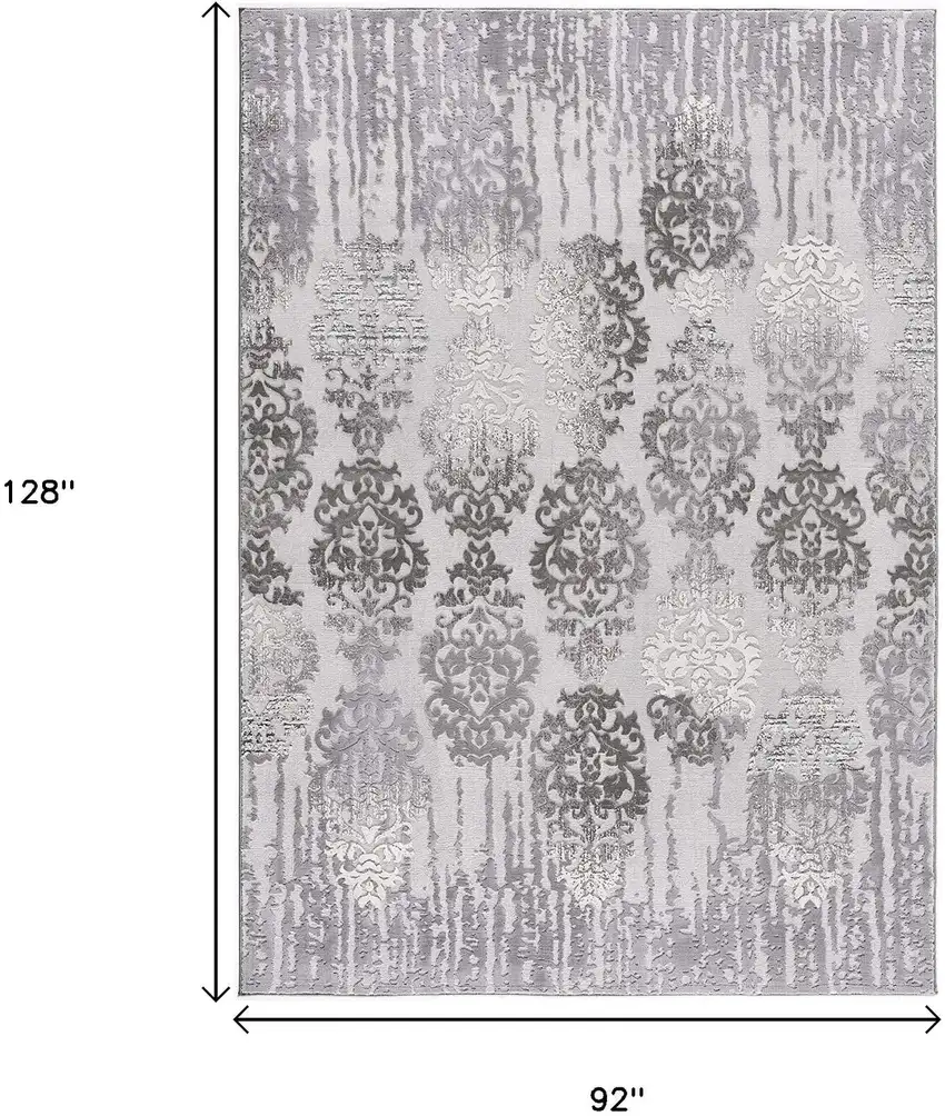 Gray Damask Power Loom Area Rug Photo 3