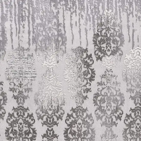 20' Gray Damask Power Loom Runner Rug Photo 3