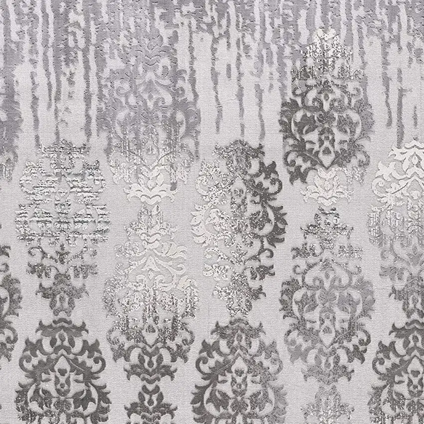 20' Gray Damask Power Loom Runner Rug Photo 3