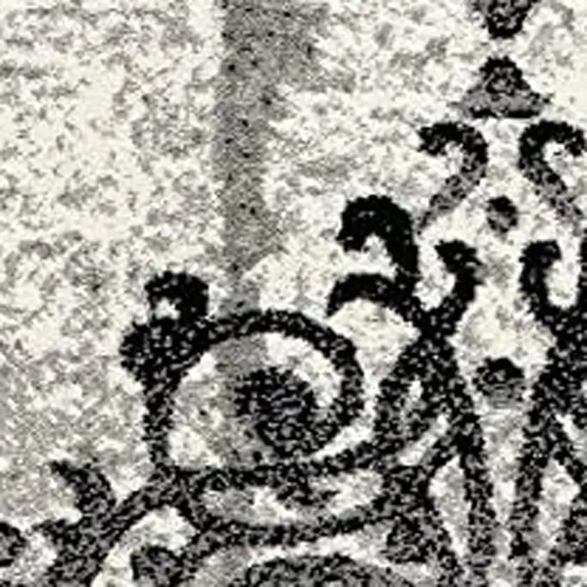 Gray Damask Dhurrie Area Rug Photo 4