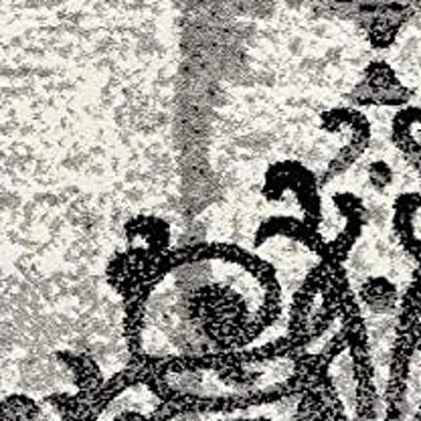 Gray Damask Dhurrie Area Rug Photo 3