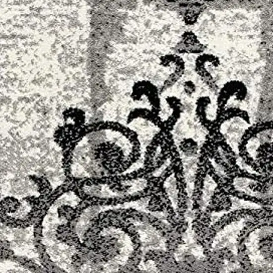 Gray Damask Dhurrie Area Rug Photo 5
