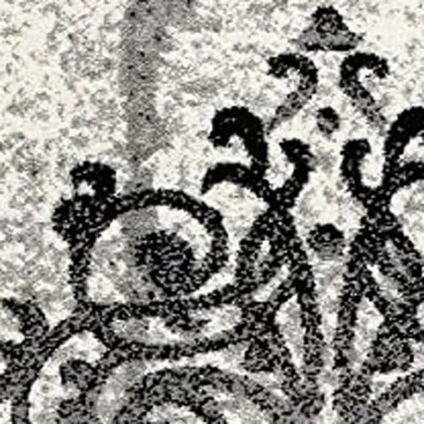 Gray Damask Dhurrie Area Rug Photo 4