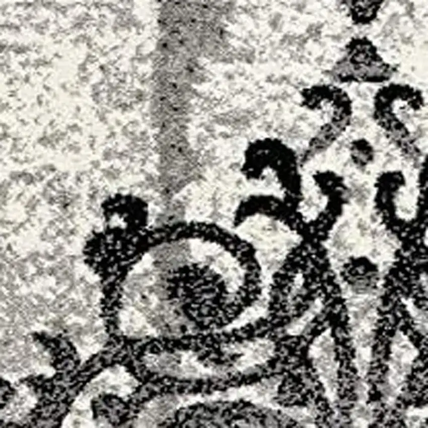 Gray Damask Dhurrie Area Rug Photo 4