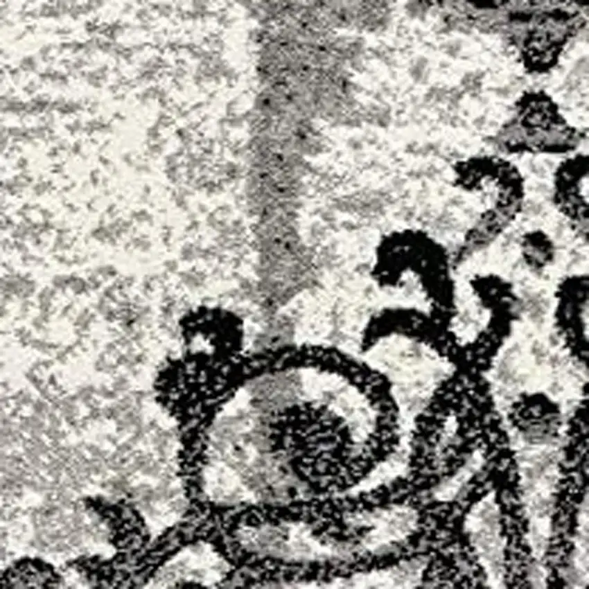 Gray Damask Dhurrie Area Rug Photo 3