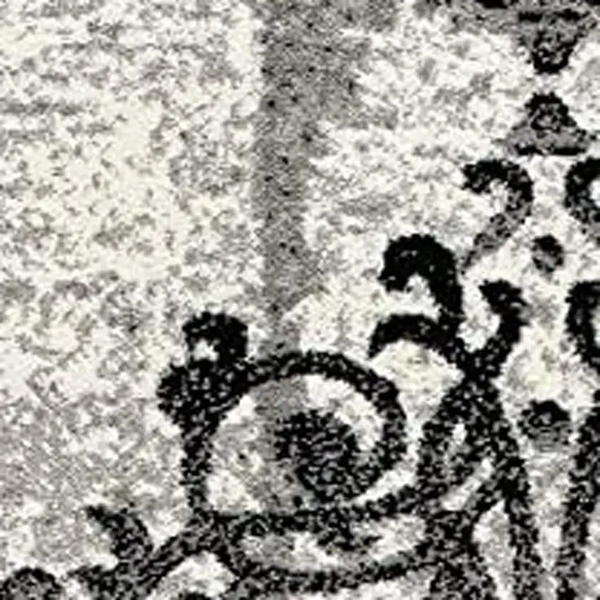 2' X 13' Gray Faded Filigree Pattern Runner Rug Photo 3