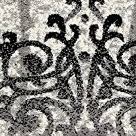 15' Gray Damask Dhurrie Runner Rug Photo 4