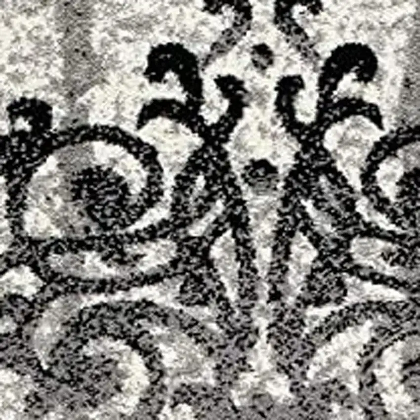 15' Gray Damask Dhurrie Runner Rug Photo 4