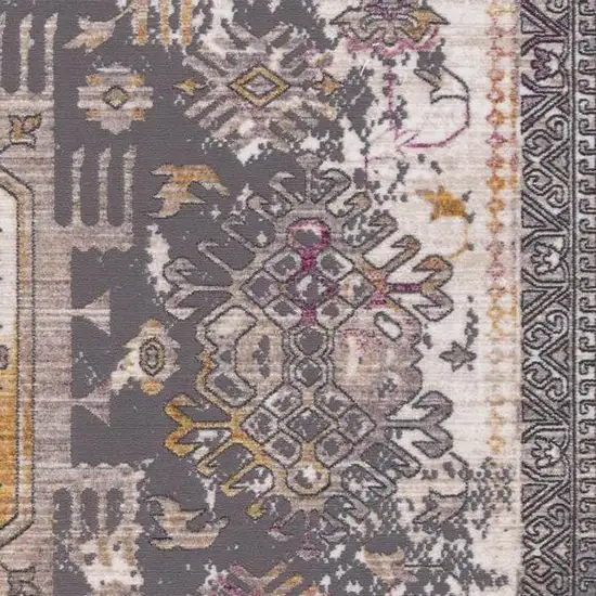 Gray and Ivory Oriental Power Loom Distressed Area Rug Photo 4