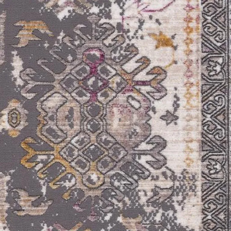 Gray Faded Tribal Motifs Area Rug Photo 2