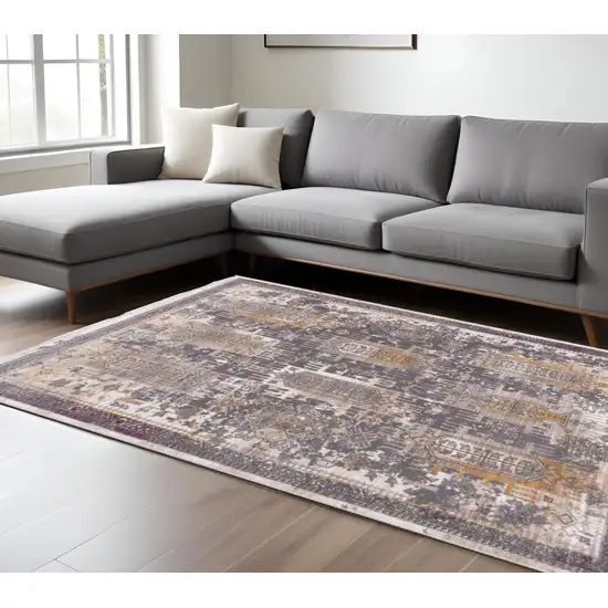 Gray and Ivory Oriental Power Loom Area Rug Photo 1