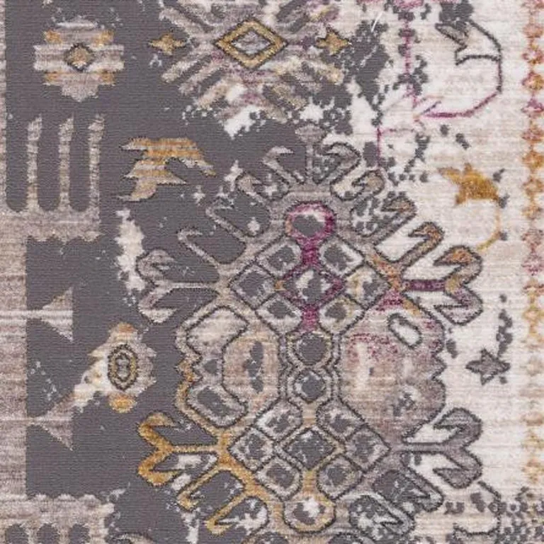 Gray Faded Tribal Motifs Area Rug Photo 3
