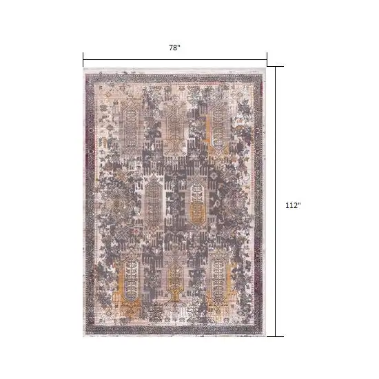 Gray and Ivory Oriental Power Loom Area Rug Photo 7
